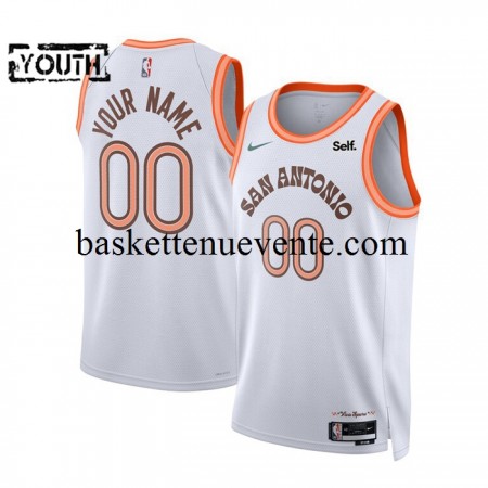 Maillot Basket San Antonio Spurs Personnalisé 2023-2024 Nike City Edition Blanc Swingman - Enfant